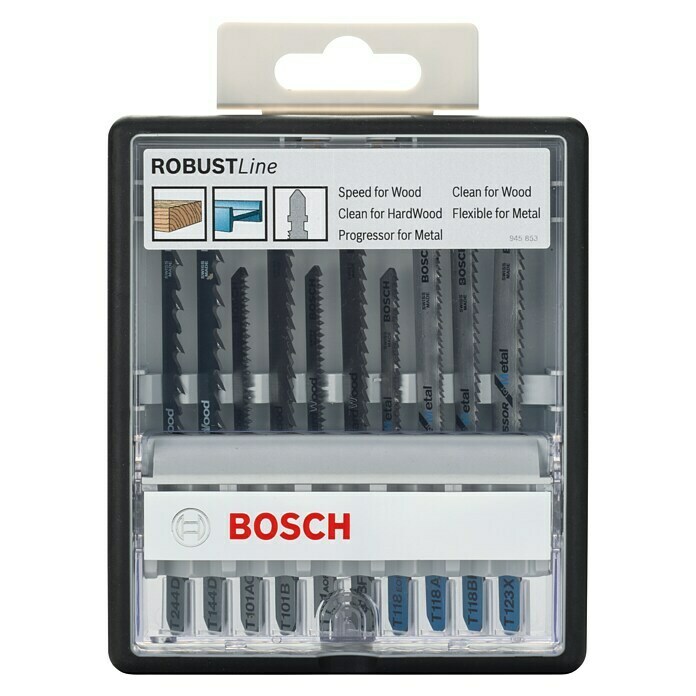 Bosch Professional Stichsägeblatt-Set Robustline (Holz/Metall/Kunststoff, 10-tlg., T-Schaft)