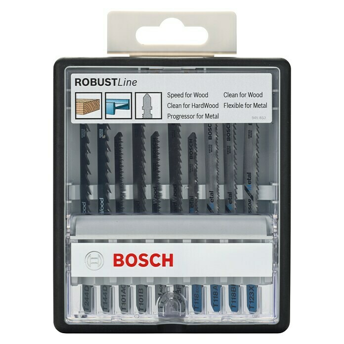 Bosch Professional Stichsägeblatt-Set RobustlineHolz/Metall/Kunststoff, 10 -tlg., T-Schaft Front View