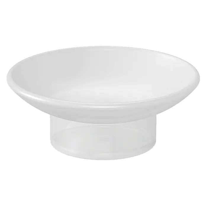 Camargue Ersatz-Seifenschale Cannes/Colmar - Glas, Matt - Elegante weiße Seifenschale mit transparentem Sockel für stilvolle Badezimmer. Praktische Ablage für Seife, die das Bad aufwertet.
