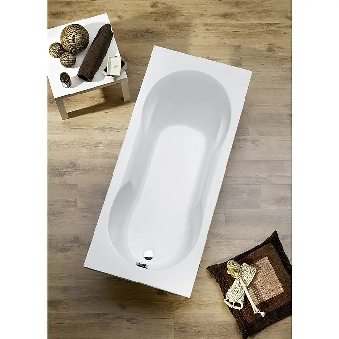 Ottofond Badewanne Colombo - 170 x 75 cm, Sanitäracryl, Weiß - Ein modernes, rechteckiges Badezimmer mit stilvoller Badewanne, die ein entspannendes Ambiente für jeden Nutzer schafft.