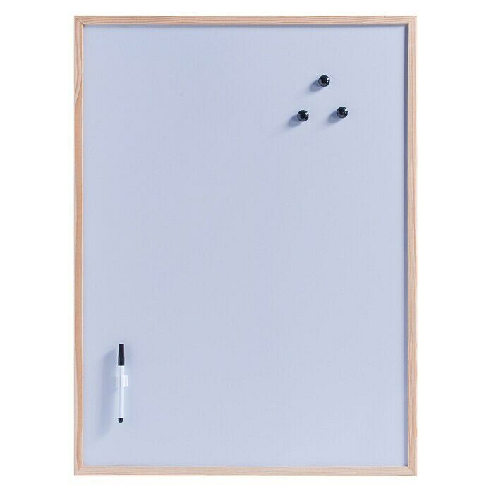 Zeller Present Magnet-Schreibtafel (80 cm x 60 cm x 14 mm, Metall, Natur, Inkl. Stift, Stiftehalter, 3 Magnete, Aufhängeösen)
