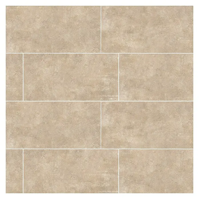 Terrassenfliese My Home - 60 x 120 x 2 cm, Light Grey, Matt - Beige Bodenfliesen in Rechteckform mit dezenten weißen Fugen. Die Fliesen haben eine feine Textur und eine warme Farbgebung.