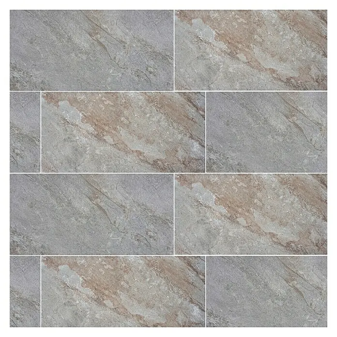Terrassenfliese Nevada - 40 x 80 x 2 cm, Braun, Matt - Das Bild zeigt Fliesen in Grau- und Brauntönen mit einer marmorähnlichen Textur, ideal für moderne Innenräume.