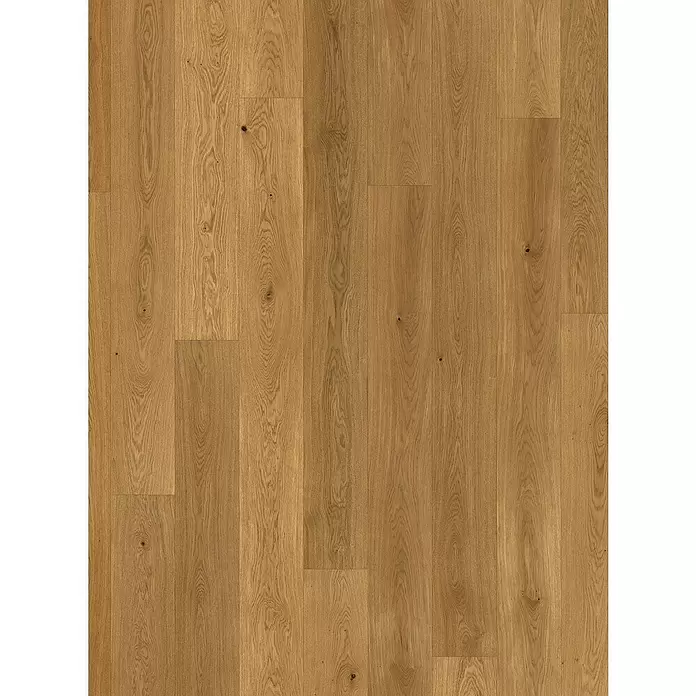 Parador Parkett Classic 3060 - Natur Eiche I, Landhausdiele, 2.200 x 185 x 13 mm - Hellbrauner Eichenholzboden mit sichtbarer Maserung und Ästen, in Dielen verlegt.