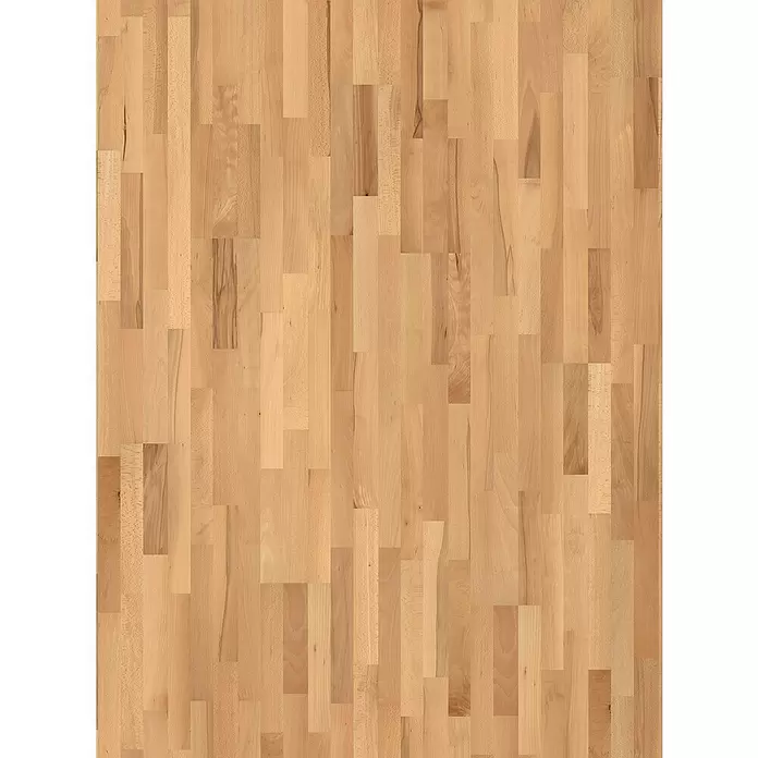 Parador Parkett Classic 3060 - Living Buche, Schiffsboden, 2.200 x 185 x 13 mm - Helle Holzoberfläche mit rechteckigen, fingerverleimten Blöcken in einem mehrfarbigen Muster.