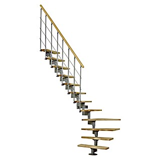 Minka Mittelholmtreppe Style (Breite: 70 cm, Silber, Farbe Stufen: Buche Hell, Geschosshöhe: 304 cm)