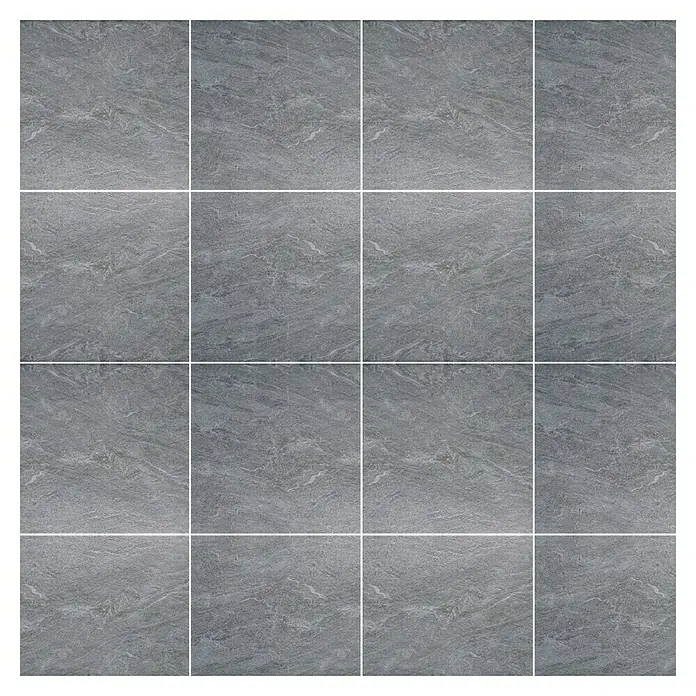 Terrassenfliese Nevada - 60 x 60 x 2 cm, Grau, Matt - Nahaufnahme von grauen Fliesen mit Marmorstruktur, die ein elegantes und modernes Design für Innenräume bieten.