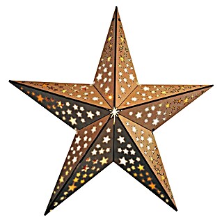 Estrella LED (40 cm, Marrón, Color de luz: Blanco cálido, Funciona con pilas)