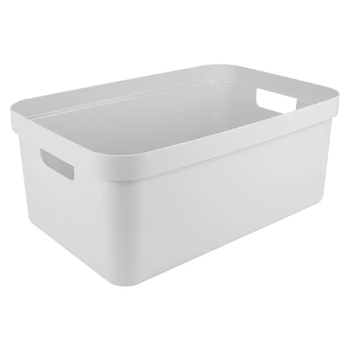 Sunware Aufbewahrungsbox Sigma Home - L x B x H: 59 x 39 x 24,2 cm, Kunststoff, Weiß - Weißer rechteckiger Kunststoff-Aufbewahrungsbehälter mit integrierten Griffen.