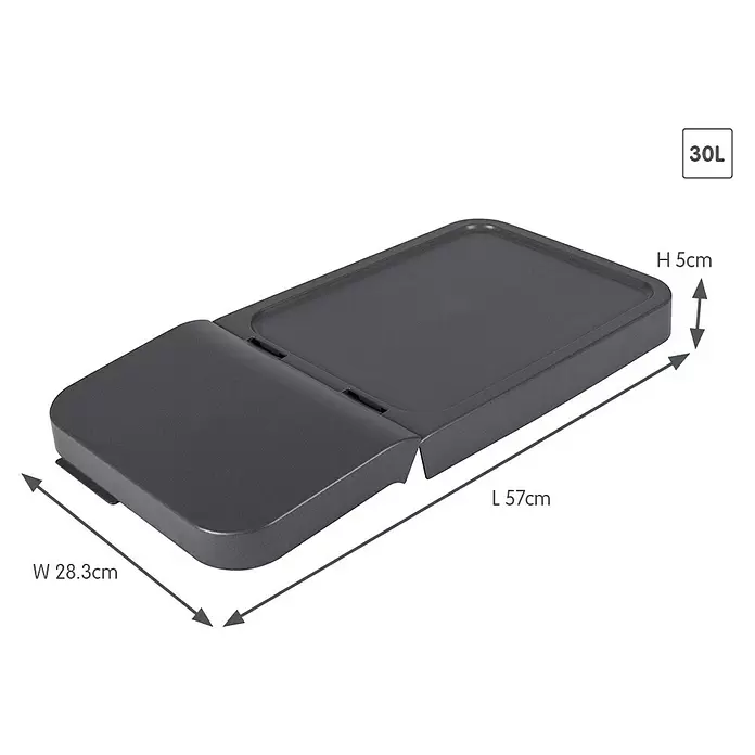 Sunware Sigma home Klappdeckel - L x B x H: 57 x 28,3 x 5 cm, Sigma home Mülltrennsystem 30l & 40l - Dunkelgraue, rechteckige Grillplatte oder Servierablage mit zwei verbundenen Abschnitten, L 57cm, B 28,3cm, H 5cm.