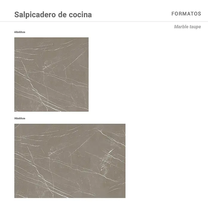 Panel de pared salpicadero de cocina Marble - L x An: 90 x 60 cm, Taupe - Salpicadero de cocina "Salpicadero de cocina" con aspecto de mármol taupe, disponible en tamaños de 60x60cm y 90x60cm.