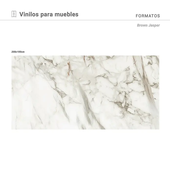 Vinilo de pared autoadhesivo Brown jasper - Blanco/Marrón, 200 x 100 cm - Vinilo para muebles "Brown Jasper" en formato 200x100cm. Ideal para personalizar superficies de muebles con un elegante aspecto de mármol.