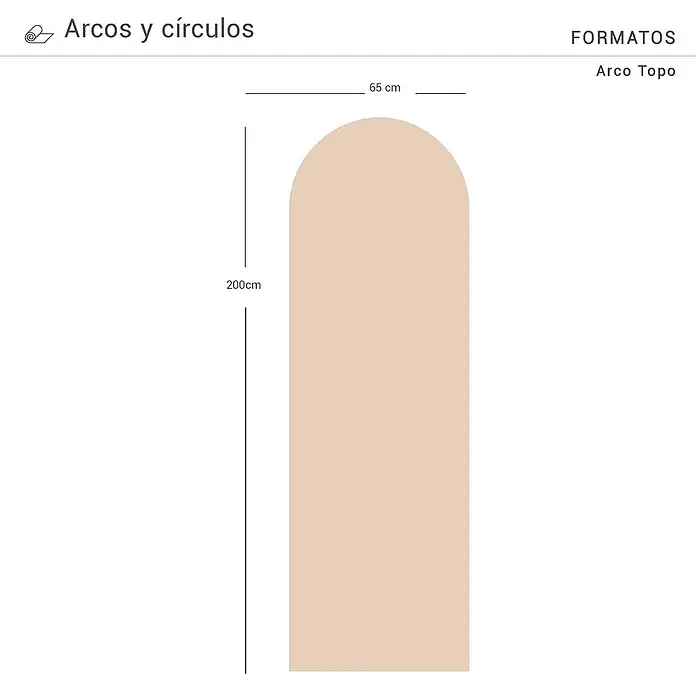 Vinilo de pared autoadhesivo Arco Topo - 65 x 200 cm, Topo, Plástico - Ilustración de un arco con forma de Arco Topo, que mide 200 cm de altura y 65 cm de ancho, perfecto para interiores modernos y diseño de espacios creativos.