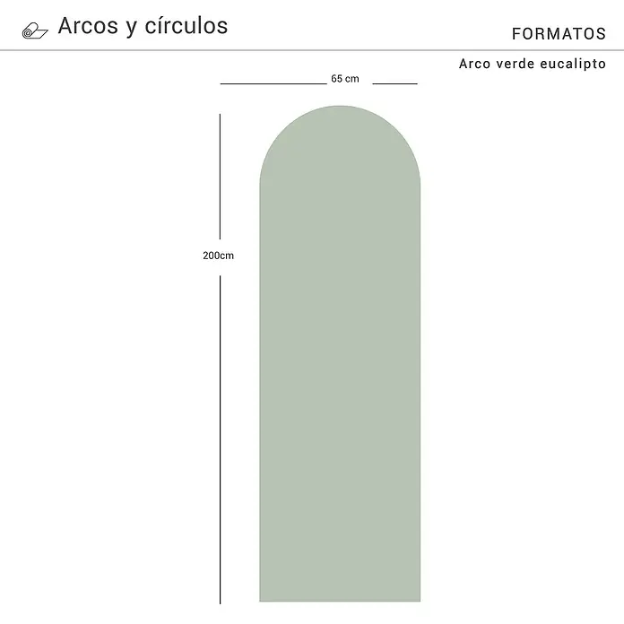 Vinilo de pared autoadhesivo Arco Verde Eucalipto - 65 x 200 cm, Verde, Plástico - Imagen de un arco verde eucalipto con dimensiones de 65 cm de ancho y 200 cm de alto, ideal para diseño de interiores moderno.