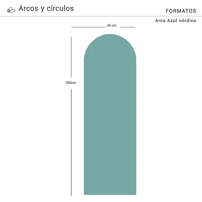 Vinilo de pared autoadhesivo Arco Azul Nord - 65 x 200 cm, Azul, Plástico - Imagen de un arco azul nórdico con una altura de 200cm y una anchura de 65cm, ideal para decoraciones modernas.