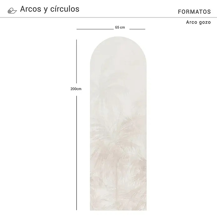 Vinilo de pared autoadhesivo Arco Gozo - 65 x 200 cm, Gris, Plástico - La imagen muestra un adhesivo de pared "Arco gozo", que mide 200 cm de altura y 65 cm de ancho, perfecto para un diseño de habitación elegante con colores suaves.