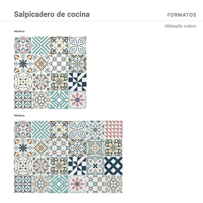 Panel de pared salpicadero de cocina Hidra Colors - L x An: 60 x 60 cm - Azulejos decorativos "Salpicadero de cocina" en dos formatos: 60x60cm y 90x60cm. Diseño elegante para cocina y baño.