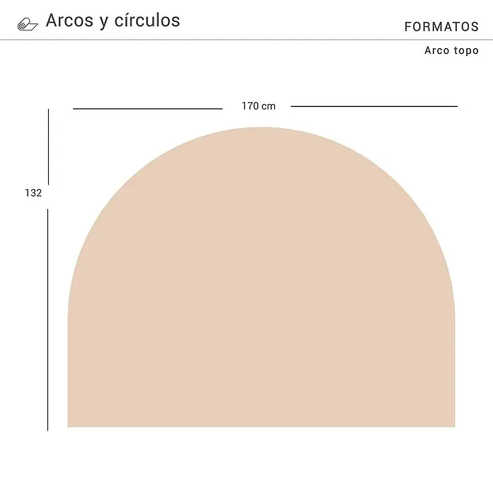 Vinilo de pared autoadhesivo Arco Topo - 132 x 170 cm, Topo, Plástico - Imagen de un arco con dimensiones de 170 cm de ancho y 132 cm de alto, un elemento de diseño elegante para interiores modernos.