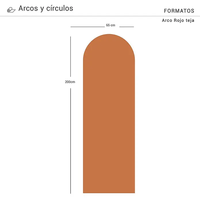 Vinilo de pared autoadhesivo Arco Rojo Teja - 65 x 200 cm, Terracota, Plástico - Imagen de un arco color terracota, dimensiones 200 cm de alto y 65 cm de ancho, una pieza decorativa.
