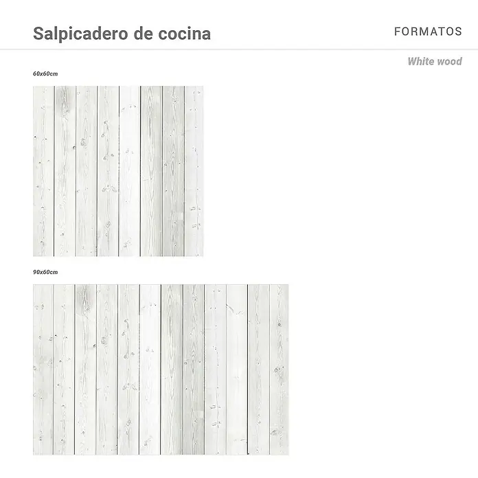 Panel de pared salpicadero de cocina Wood - L x An: 60 x 60 cm - Salpicadero de cocina "White Wood" disponible en dos tamaños: 60x60cm y 90x60cm. El diseño de madera clara aporta un ambiente moderno y acogedor a la cocina.
