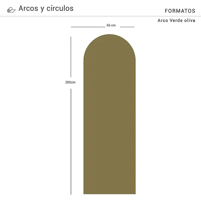 Vinilo de pared autoadhesivo Arco Verde Oliva - 65 x 200 cm, Verde, Plástico - Ilustración de un arco verde oliva, de 200cm de altura y 65cm de anchura. Ideal como elemento decorativo.