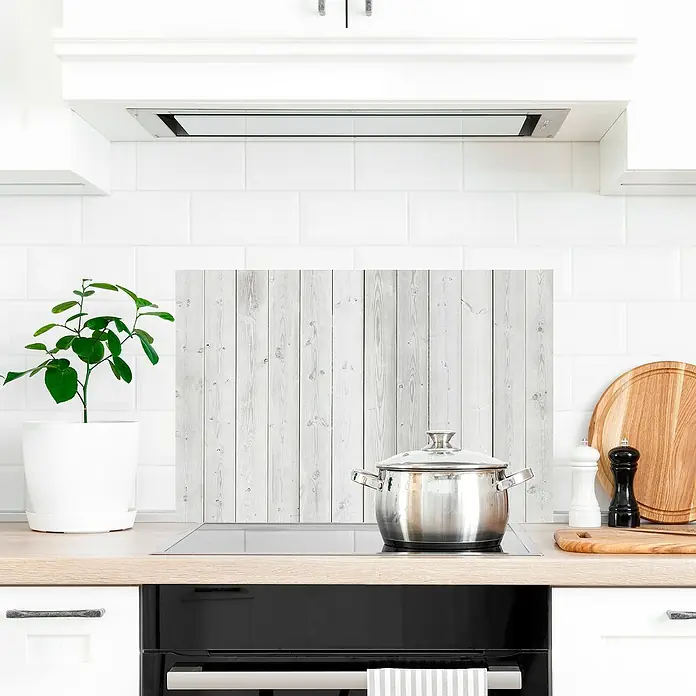 Panel de pared salpicadero de cocina Wood - L x An: 90 x 60 cm - Salpicadero de cocina con efecto madera. Protege contra salpicaduras y añade un toque natural a la cocina.