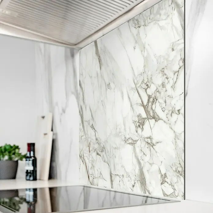 Panel de pared salpicadero de cocina Marble - L x An: 60 x 60 cm, Café - El protector contra salpicaduras de cocina de mármol es un elemento de diseño elegante, que ofrece protección y mejora la estética.