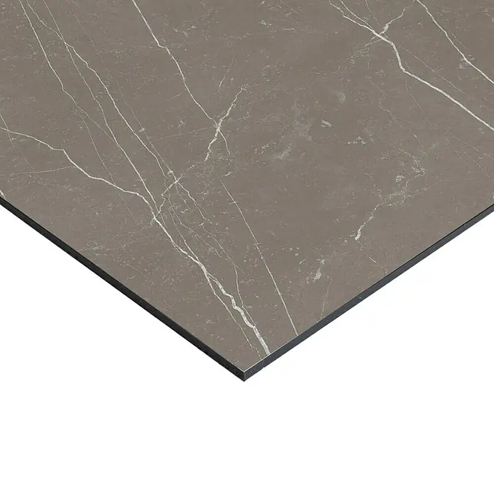 Panel de pared salpicadero de cocina Marble - L x An: 90 x 60 cm, Taupe - Baldosa de porcelana con efecto mármol. Elegante suelo gris con vetas de mármol únicas, ideal para interiores contemporáneos.