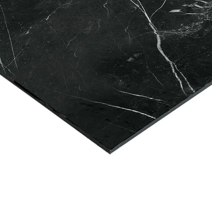 Panel de pared salpicadero de cocina Marquina - L x An: 90 x 60 cm - Elegante losa de mármol negro con vetas blancas, perfecta para superficies interiores con estilo. Material de alta calidad para diseños modernos.