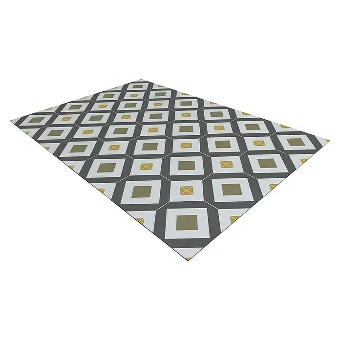 Panel de pared salpicadero de cocina Diamond - L x An: 90 x 60 cm - Elegante baldosa para suelo con un patrón geométrico en gris, blanco y dorado para un aspecto elegante. Ideal para espacios modernos.