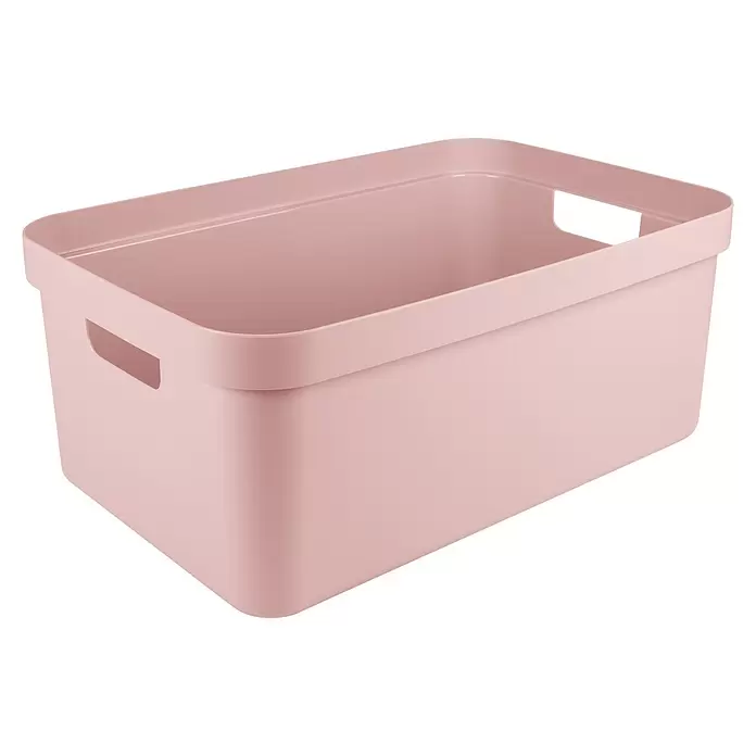 Sunware Sigma home Aufbewahrungsbox - L x B x H: 59 x 39 x 24,2 cm, Kunststoff, Rosa - Hellrosa rechteckige Kunststoff-Aufbewahrungsbox mit integrierten Griffen.