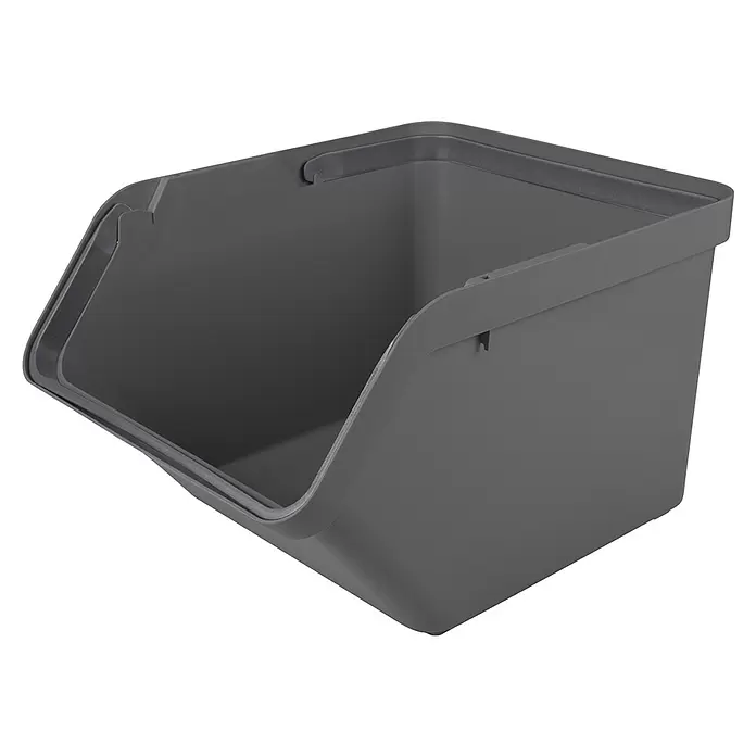 Sunware Mülltrennsystem Sigma Home - L x B x H: 49,3 x 38,8 x 29,8 cm, Kunststoff, Anthrazit - Dunkelgrauer Kunststoff-Stapelbehälter mit offener Vorderseite.