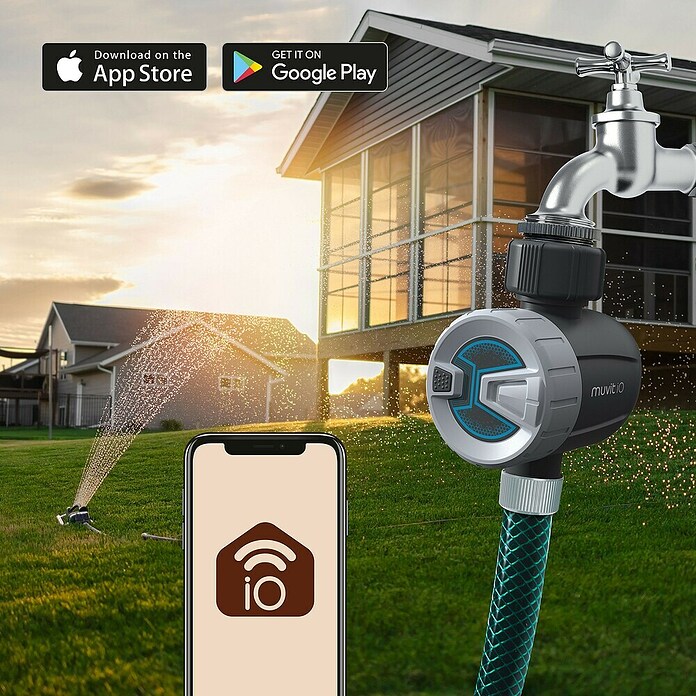 Muvit Programador de riego Smart Bluetooth Mesh (Grifo de agua G 3/4 (26,5 mm)/G 1 (33,3 mm)) | BAUHAUS