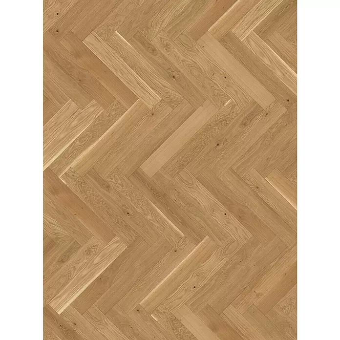 Parador Parkett Trendtime 3 - Eiche, Fischgrät, 570 x 95 x 10,5 mm - Hellbrauner Naturholz-Parkettboden im Fischgrätmuster.
