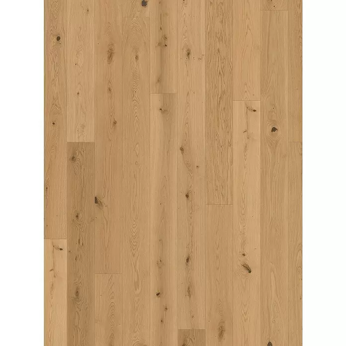 Parador Parkett Trendtime 4 - Eiche Lugana leicht geweißt weiß, Landhausdiele, 2.010 x 160 x 13 mm - Helle Naturholz-Eichendielen mit sichtbarer Maserung und Ästen.
