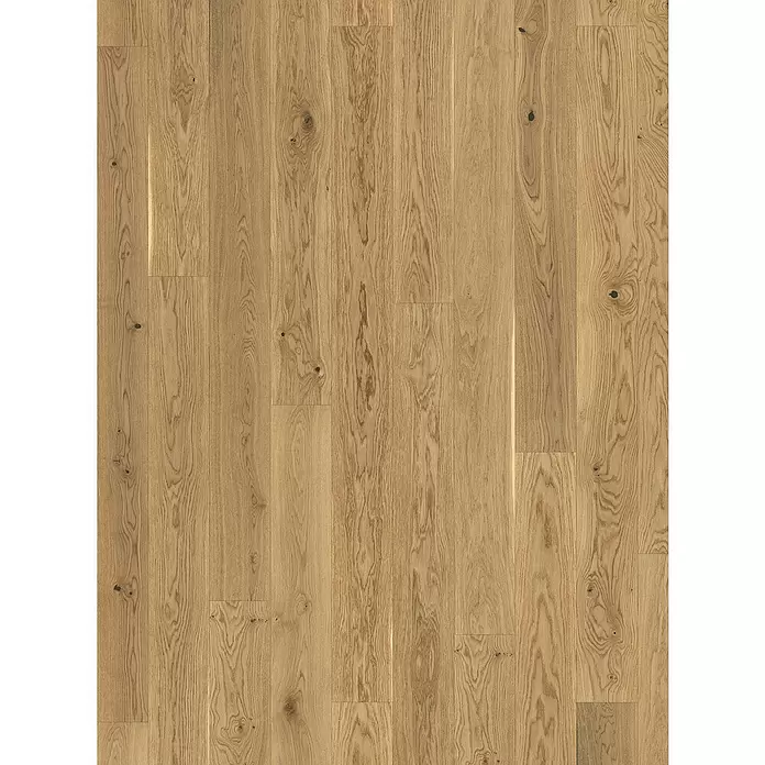 Parador Parkett Trendtime 4 - Eiche cream, Landhausdiele, 2.010 x 160 x 13 mm - Hellbrauner Holzfußboden mit natürlicher Maserung und vereinzelten Ästen.