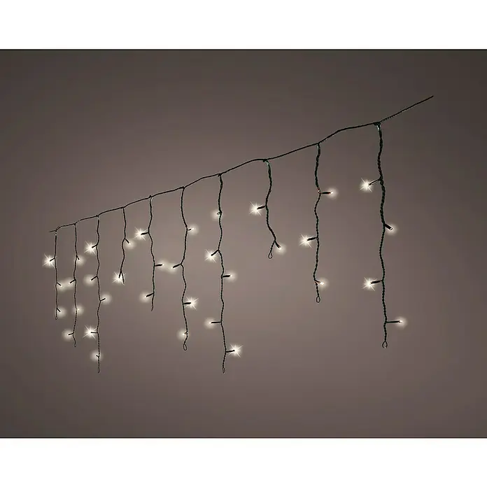 Guirnalda luminosa LED Icicle - Para exterior, Multicolor, 256 ud. - Una serie de luces LED blanco cálido con forma de carámbanos crea un ambiente acogedor. ¡Perfecto para decorar en Navidad!