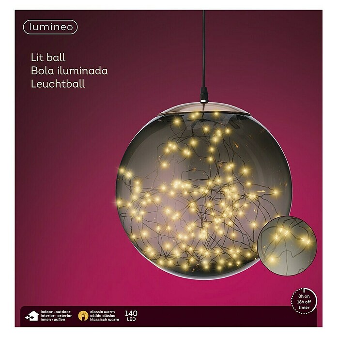 Bola de Navidad LED (Gris, Plástico, Diámetro: 30 cm) | BAUHAUS