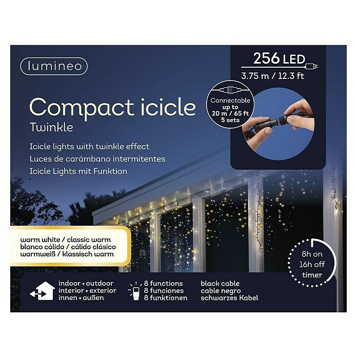 Guirnalda luminosa LED (Para exterior, Blanco cálido, 256 ud., Funcionamiento en red) | BAUHAUS