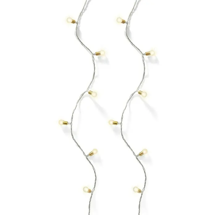 Guirnalda luminosa LED - Para interior, 17,9 cm, Blanco cálido, 180 ud. - Dos hilos de delicadas luces de bombilla que emiten una luz cálida y crean un ambiente festivo y acogedor.