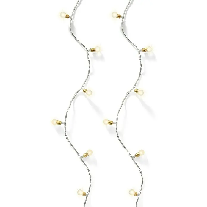 Guirnalda luminosa LED - Para interior, 11,9 cm, Blanco cálido, 50 ud. - Guirnalda de luces con bombillas delicadas, ideal para veladas acogedoras y decoraciones festivas. Proporciona una luz cálida y acogedora.