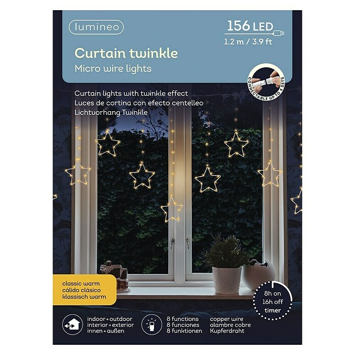 Guirnalda luminosa LED Twinkle (Para interior, Blanco cálido, 156 ud.) | BAUHAUS