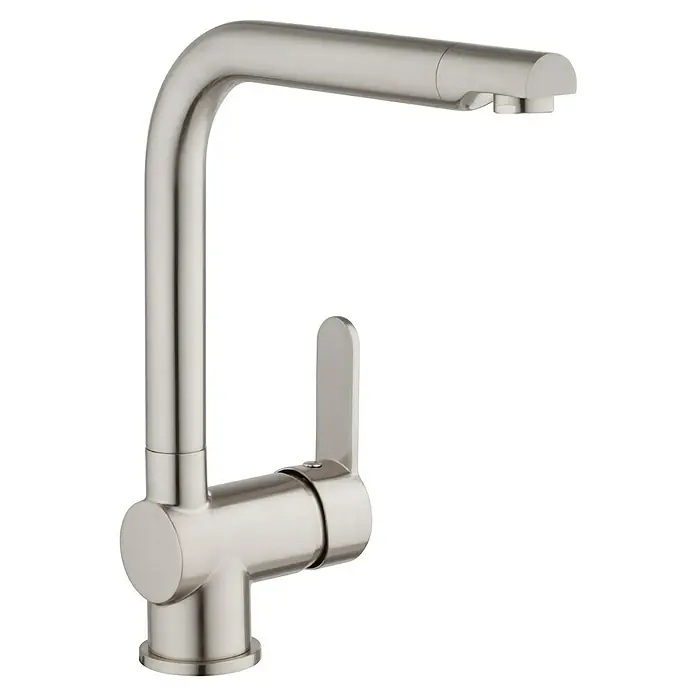 Camargue Grifo de cocina Barcelona - Acero inoxidable, Mate - Elegante grifo de cocina de acero inoxidable con un diseño minimalista y una práctica palanca para un fácil control.