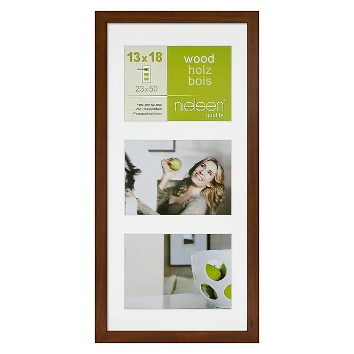 Nielsen Collagerahmen Apollo - Anzahl Fotoplatzhalter: 3 Stk., Wenge, Glas - Hochformatiger Nielsen Holz-Bilderrahmen für drei Fotos, perfekt zum stilvollen Präsentieren Ihrer Lieblingsbilder.