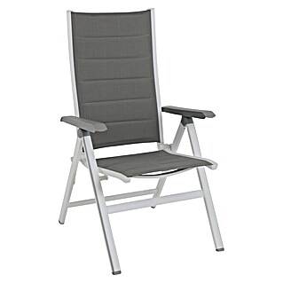 MWH Sillón de posiciones Futosa (L x An x Al: 67,5 x 62 x 111 cm, Gris/Blanco, Aluminio/Textiline, Respaldo regulable)