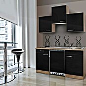 Respekta Single-keuken (Breedte: 150 cm, Met glaskeramische kookplaat, Zwart)