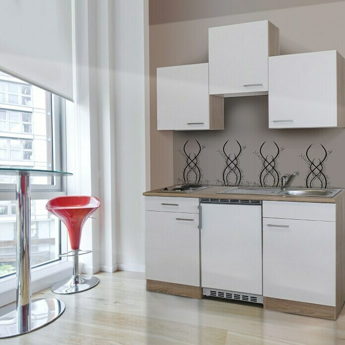 Respekta Single-keuken (Breedte: 150 cm, Met glaskeramische kookplaat, Wit)
