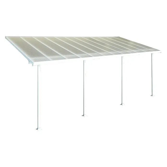 Solid Elements Terrassenüberdachung Martina - B x T: 730 x 300 cm, Verkehrsweiß, Polycarbonat, Transparent - Darstellung einer stilvollen, weißen Terrassenüberdachung mit lichtdurchlässigem Dach, ideal für den Außenbereich.