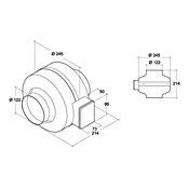 Air-Circle Rohrradialventilator (Durchmesser: 125 mm, Max. Luftleistung: 325 m³/h, Verzinkt)