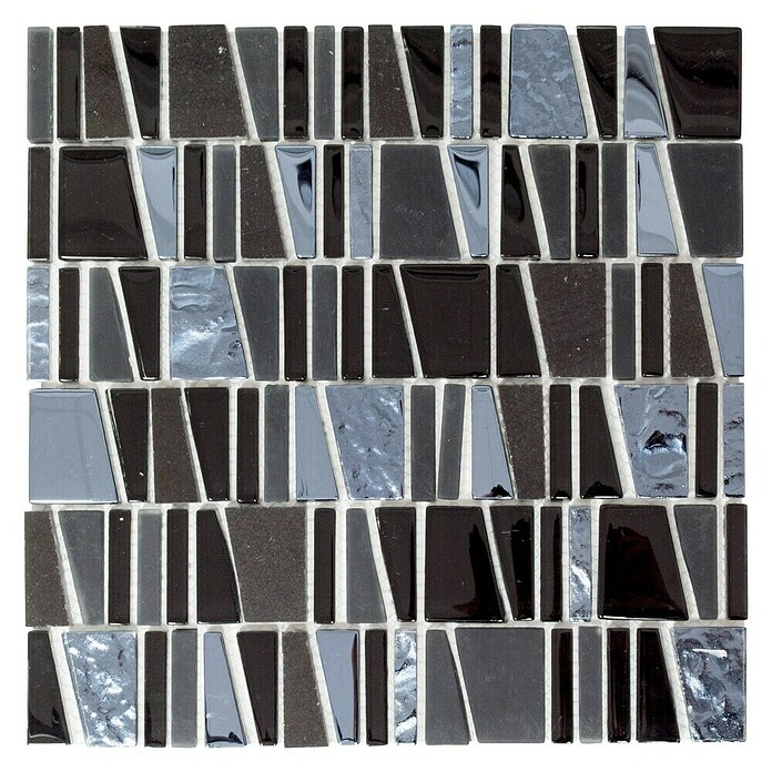 Mosaikfliese Leiter Mix XCM LA29 (30 x 30 cm, Schwarz, Glänzend)